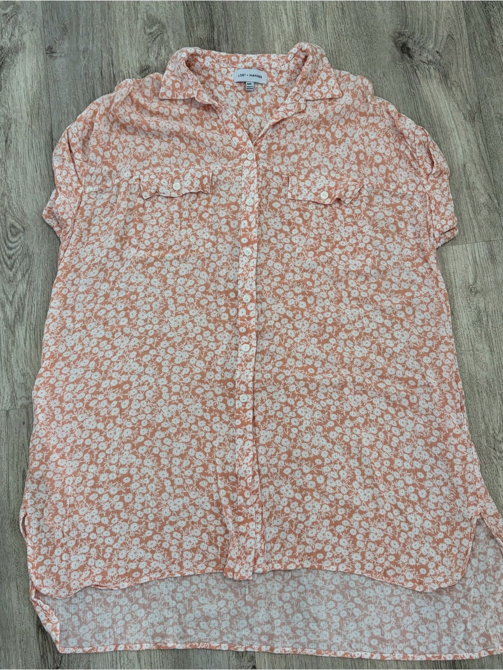 Lost + Wander Floral Tunic Dress Beach Cover Up Women M L Cottage Vacation Pink
